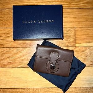 NWOT Ralph Lauren Brown Leather Coin/Card Wallet